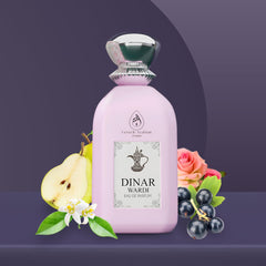French Arabian Perfumes Dinar Wardi 100ml Eau De Parfum- Long-lasting for Women- Soft Musky Floral Vanilla Spray