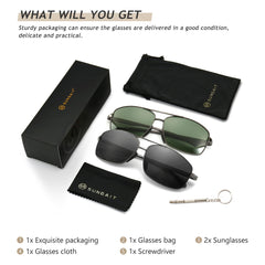 SUNGAIT Ultra Lightweight Rectangular Polarized Sunglasses UV400 Protection
