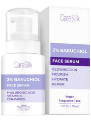 CARESILK Bakuchiol Face Serum - Natural Retinol Alternative Extract - Renewal Organic Facial Moisturizer - Vitamin C Pure Vegan Treatment - Para Las Arrugas