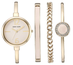 Anne Klein Women's Bangle Watch and Premium Crystal Accented Bracelet Set