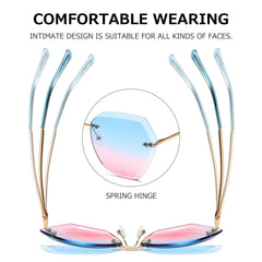AEVOGUE Sunglasses For Women Oversized Rimless Diamond Cutting Lens Sun Glasses AE0534