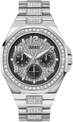 Guess Empire Multi-function Analog Watch for Men, 46 mm Case Width, Silver Tone/Black