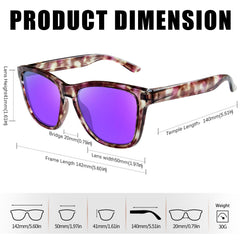KANASTAL Polarized Sunglasses for Women, Classic Square Mens Sun Glasses, Lightweight Shades for Womens Outdoor 100% UV400 Protection Driving Fishing Golf Outdoor Activities