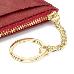Valentoria slim rfid blocking card holder small pocket wallet keychian zipper coin purse minimalist leather cash & coin & cards case for women men, red, s, rfid wallet, 801, T801