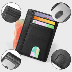T Tersely Credit Card Holder for Men,Card Wallet, Slim Minimalist Wallet,RFID Card Holder Blocking Front Pocket Secure Thin Credit Card Wallet, Holds up to 7 Cards, Ideal for Travel (Plain Black)