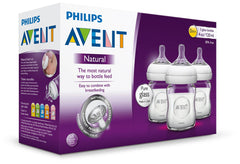 AVENT Philips Natural Glass Baby Bottles, 4 Ounce (Pack of 3)