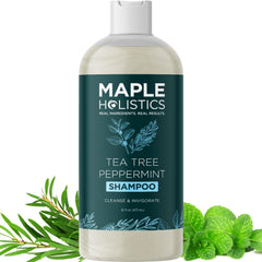 Tea Tree Oil Shampoo for Men Women Teens with Itchy Dandruff and Dry Skin Sulfate Free Natural Anti Dandruff Shampoo Safe for Color Treated Hair with Rosemary Lavender Jojoba and Argan Oils (16 oz)