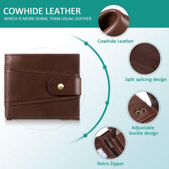 Genuine Leather Wallets for Men, Leather Multi-Functional RFID Blocking Wallet with 17 Credit Card Slots, Multi Card Holder Slim Mens Wallet with Zipper Coin Purse, Bifold Wallet,Unisex Tri fold Multi
