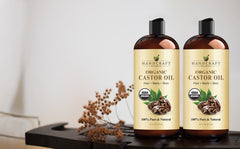 Handcraft Blends Organic Castor Oil - 16 Fl Oz - 100% Pure and Natural - Premium Grade Oil for Hair Growth, Eyelashes and Eyebrows - Carrier Oil - Hair & Body Oil - Expeller-Pressed