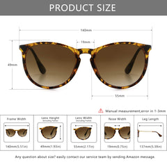 SUNGAIT Vintage Round Sunglasses for Women Men Classic Retro Designer Style