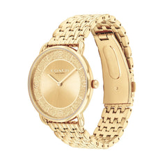 COACH WOMEN'S GOLD DIAL IONIC PLATED THIN GOLD STEEL BRACELET WATCH - 14504374