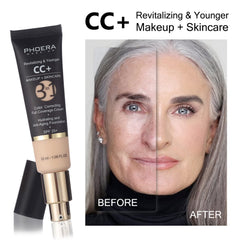 PHOERA Foundation,PHOERA CC+ Cream Color Correcting Anti Aging Hydrating Serum &SPF 25+,PHOERA Primer, PHOERA Makeup,Kabuki Brushes Foundation Brush Powder (104 Buff Beige+ 140 Buff Beige CC Cream)