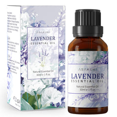 ASAKUKI Lavender Essential Oils 30ml, 100% Natural Therapeutic Grade, Aromatherapy Oil for Better Sleep, Health Care, Relaxation, Ideal for Diffuser & Humidifier