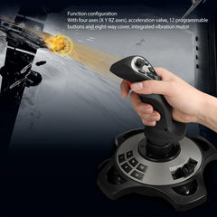 Annadue Flight Simulator Controller, Joystick PC Game Stick X Y R Z Axis, 12 Reprogrammable Buttons, Vibration, Integrated Throttle, Rotating Handheld PC Joystick for Computer for Windows 7 8 10 11