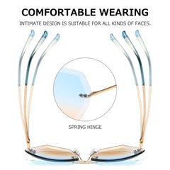 AEVOGUE Oversized Rimless Diamond Cutting Sunglasses for Women (AE0534) - Blue/Brown
