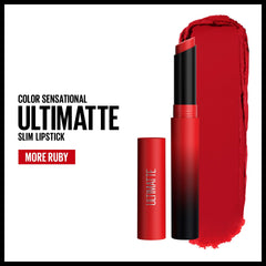 Maybelline New York Color Sensational Ultimatte Matte Lipstick, Non-Drying, Intense Color Pigment, More Ruby, Ruby Red, 0.06 oz