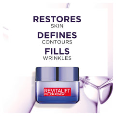 L’Oréal Paris Revitalift Filler Replumping Anti-Ageing Night Cream, Smooth Wrinkles, Moisturise, and Replumps Skin with Micro and Micro-Epidermic Hyaluronic Acid, 50ml