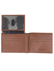 Steve madden Leather Rfid Blocking Wallet With Extra Capacity Id Window - Cognac
