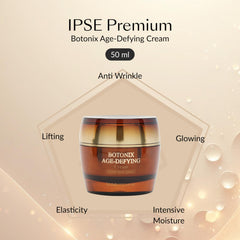 IPSE Premium Botonix Face Cream 50ml - 24K Gold Korean Skin Care Anti Aging, Moisturizing Solution for Sensitive Skin - Stimulates Collagen & Reduce Fine Line, Wrinkle with SNAP-8 Complex