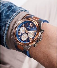GUESS P SLV CS W/P RS GLD TR/SUN BLUE MF DL/BLUE SILICONE/BLUE SMTH LTR STRP STRP