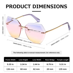AEVOGUE Sunglasses For Women Oversized Rimless Diamond Cutting Lens Sun Glasses AE0534