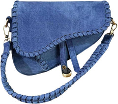 PURFANREE Women Trendy Saddle Shoulder Bag Clutch Purse Underarm Handbag Satchel HandBag Crossbody Bag - Denim