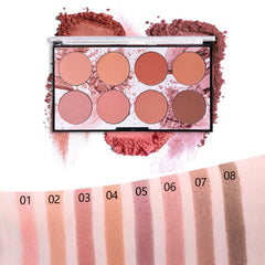 COOSA Blush Palette, Makeup 8 Color Contour and Highlight Blush Palette Matte Blush Powder Bright Shimmer Face Cosmetics Blusher Light Face Blush Palette with Blush Brush