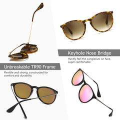 SUNGAIT Vintage Round Sunglasses for Women Men Classic Retro Designer Style