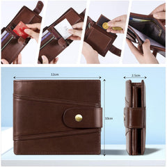 Genuine Leather Wallets for Men, Leather Multi-Functional RFID Blocking Wallet with 17 Credit Card Slots, Multi Card Holder Slim Mens Wallet with Zipper Coin Purse, Bifold Wallet,Unisex Tri fold Multi