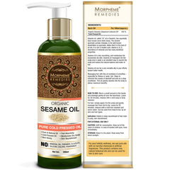 Organic Sesame Pure ColdPressed Oil For Hair, Body, Skin Care, Massage, 200 ml