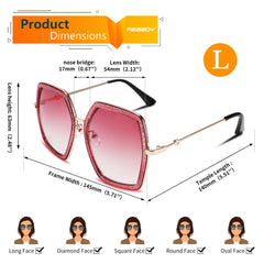 FEISEDY Women Large Hexagon Inspired Sunglasses Fashion Irregular Design Style Geometric B2503