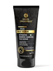 Khadi Organique Activated Charcoal Face Scrub, Exfoliate Dark Spot - 100 Gm
