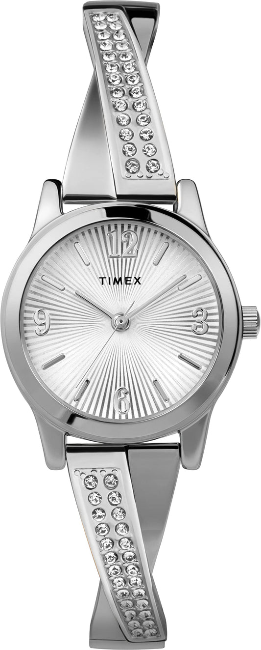 Timex Women's Main Street 25mm Semi Bangle Watch - Silver-Tone