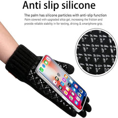 HIHIDAY 2 Pairs of Winter Knit Gloves, Winter Gloves for Men and Women with Upgraded Touch Screen - Anti-Slip Glove Fleece Lined for Winter Outdoor - Black/Grey