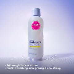 eos Cashmere Body Oil, Vanilla Cashmere, 24 Hour Moisture, Plant-Based Squalane to Soothe, Soften And Smooth Dry Skin, 6 fl oz
