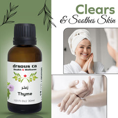 Drsous Ca Thyme Essential Oil 30ml | 100% Pure and Undiluted Cold Pressed Therapeutic Grade Thyme Oil for Skin, Hair care, Cough Relief | Made in Palestine