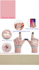 Sweet seven Winter Essential: 2 Pairs Women's Touch Screen Gloves - Warm Knitted Thermal Gloves with Thicken Plush Lining for Smartphone, Outdoor Cycling, Running, and Sports
