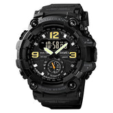 SKMEI Men's Digital Sports Watch, Military Waterproof Watches LED Screen Large Face Stopwatch Alarm Wristwatch - Black