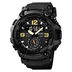 SKMEI Men's Digital Sports Watch, Military Waterproof Watches LED Screen Large Face Stopwatch Alarm Wristwatch - Black