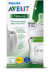 Philips Avent Natural Glass Baby Bottle 4 Ounce (1 Count) transparent 075020068576
