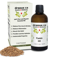 Drsous Ca Organic Cumin Oil 100ml | 100% Pure Cold Pressed Therapeutic Grade Essential Oil for Hair Growth, Muscle and Joint Relief | Made in Palestine