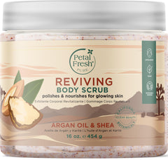 Petal Fresh Reviving Argan Oil & Shea Body Scrub | To Polish & Nourish For Glowing Skin | Natural & Gently Exfoliating Daily Skincare | Vegan & Cruelty Free | 16 oz, 473 Ml