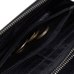 LUUFAN Men's Genuine Leather Long Wallet Chain Wallet Card holder Wallet with Coin Pocket - Black