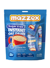 Mazzex Sugar-Free Instant Oat Drink 450g (30 Sachets x 15g) | No Added Sugar Beverage | Healthy High-Fiber Drink | Quick Breakfast & Energy | Plant-Based for Kids & Adults
