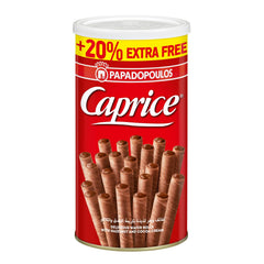 Papadopoulos Caprice Wafer Rolls with Hazelnut and Cocoa Cream - 250 g + 20% Extra