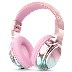 JYPS Bluetooth Headphones Children, Wireless Headphones Bluetooth Children Over Ear, Headphones Children Bluetooth and Cable, Children's Headphones from 3 5 6 7, Headphones for Girls - Pink