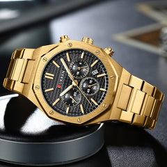 CURREN 2023 Watch Men's Quartz Luxury Luminous Wrist Watch With Stainless Steel Chronograph watch For Men 8440 - GOLD