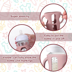 Juome Silicone Sleeves with Handles for Avent Natural Glass Baby Bottles - 3 Pack Anti Breakage Baby Bottle Holder for Philips Avent Glass Baby Bottle, Compatible with Phillips Avent Bottles 8 oz