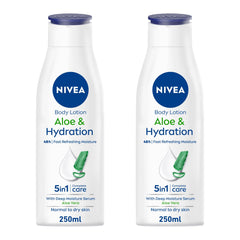 NIVEA Body Lotion Hydration, Aloe Vera, Normal to Dry Skin - 2x250ml