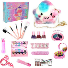 LEDIN Kids Children's Makeup Set,Girls Makeup Kit for Girls Princess Make Up Box Nontoxic Cosmetics Kit Toys Pretend Play Makeup Beauty Toys Gift Birthday Gift (Style B)